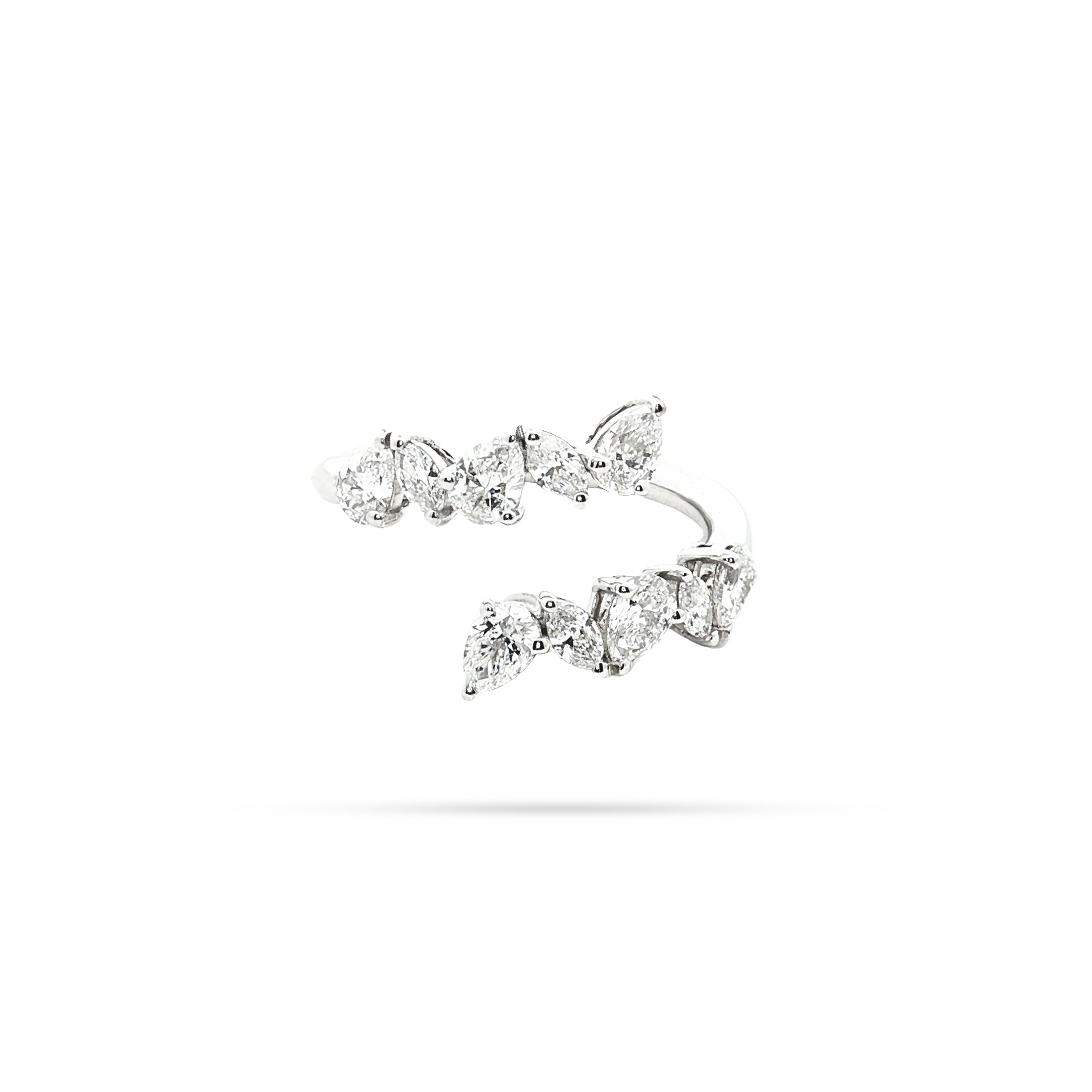 Messy Pear And Marquise Diamond Crossover Ring