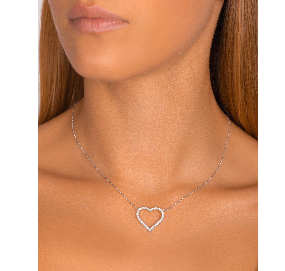 Heart Shaped Round Diamond Pendant