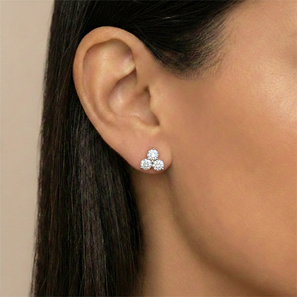 Trio Round Diamond Earrings