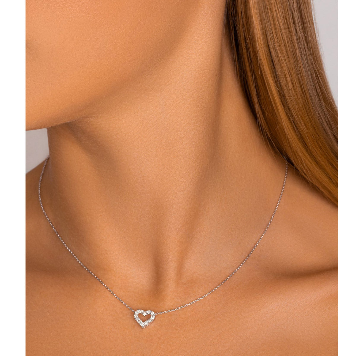 Petite Heart-Shaped Round Diamond Pendant