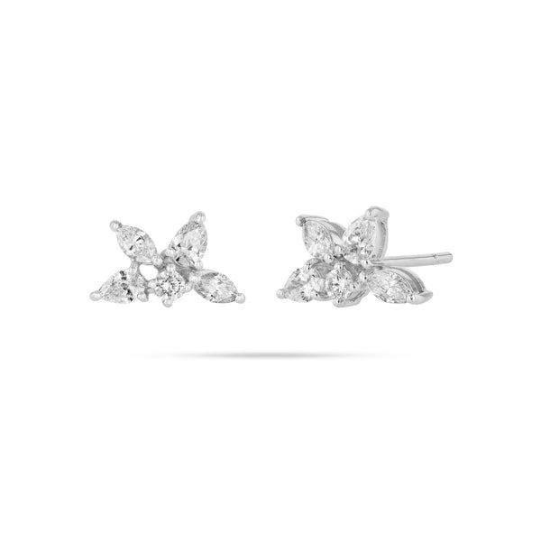 Diamond floral hot sale stud earrings