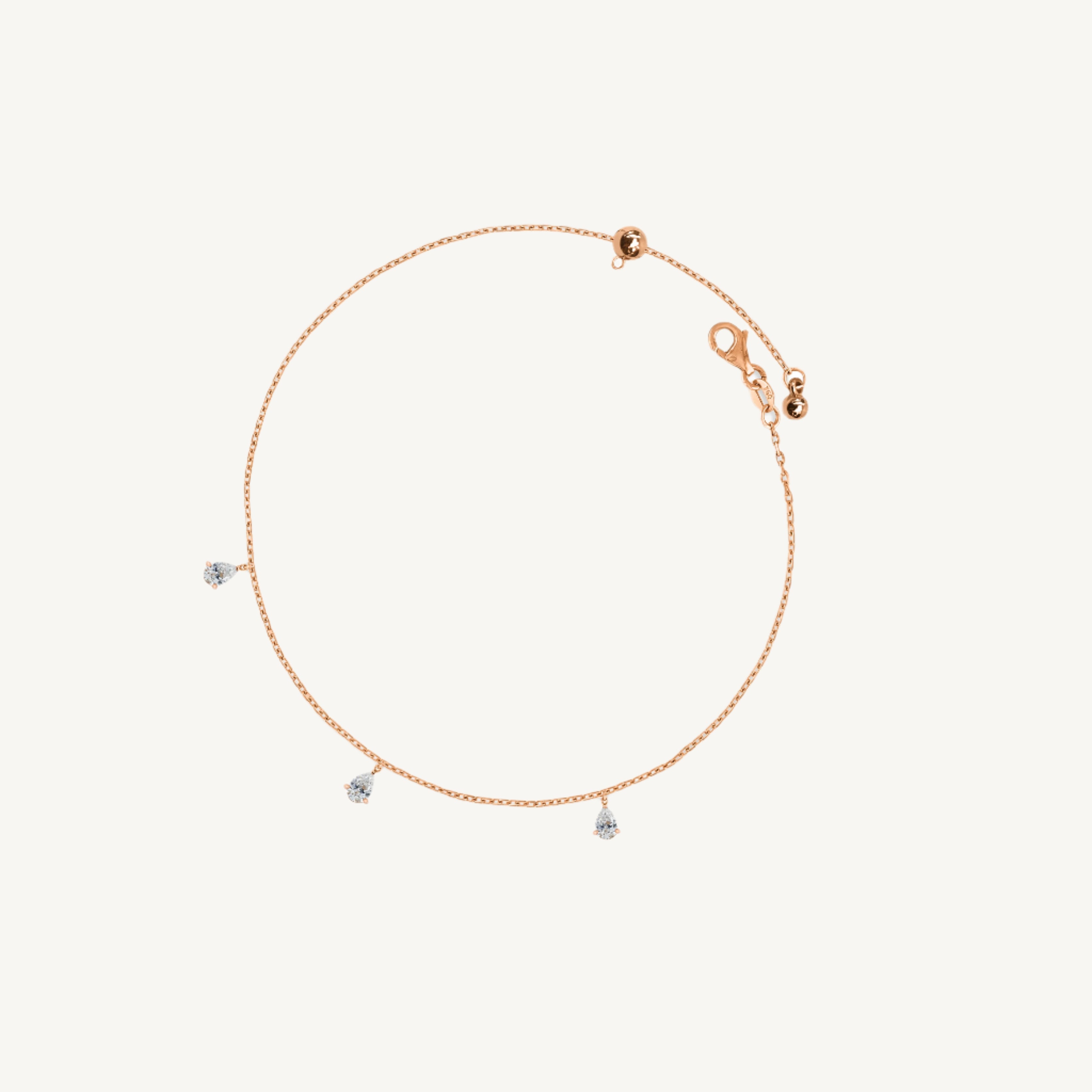 Dangling Pear Diamond Anklet