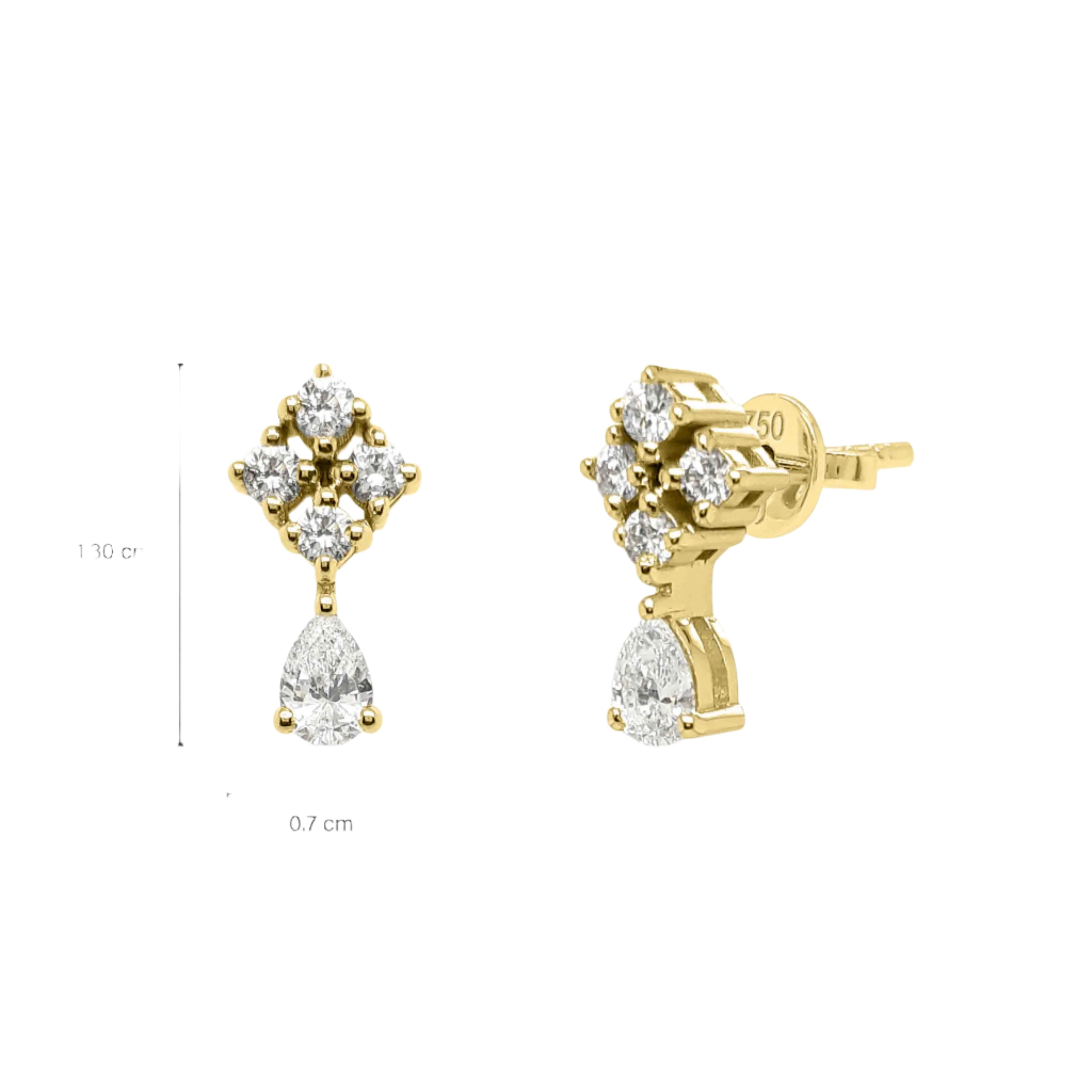 Drop Pear Round Diamond Earrings