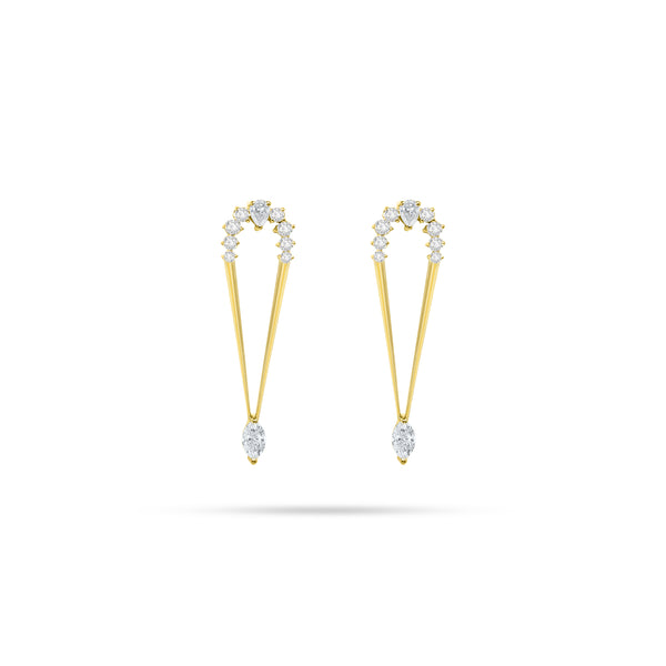 Pear Shape Long Diamond Earrings
