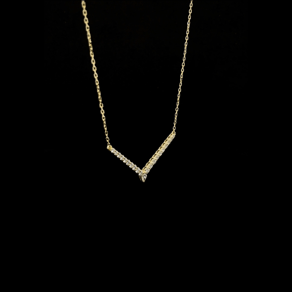 V-Shaped Pear and Round Diamond Pendant