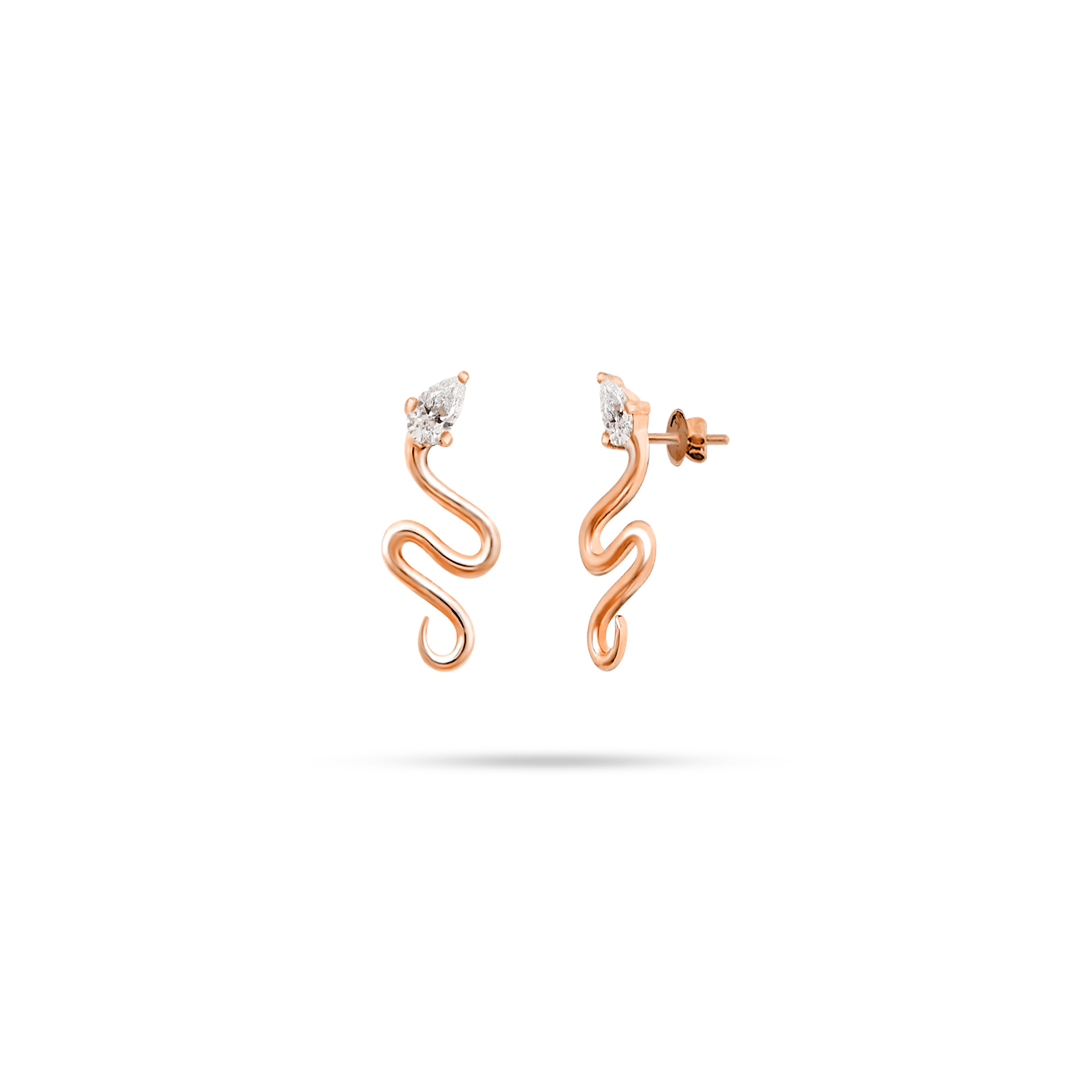 Snake Pear Diamond Earrings