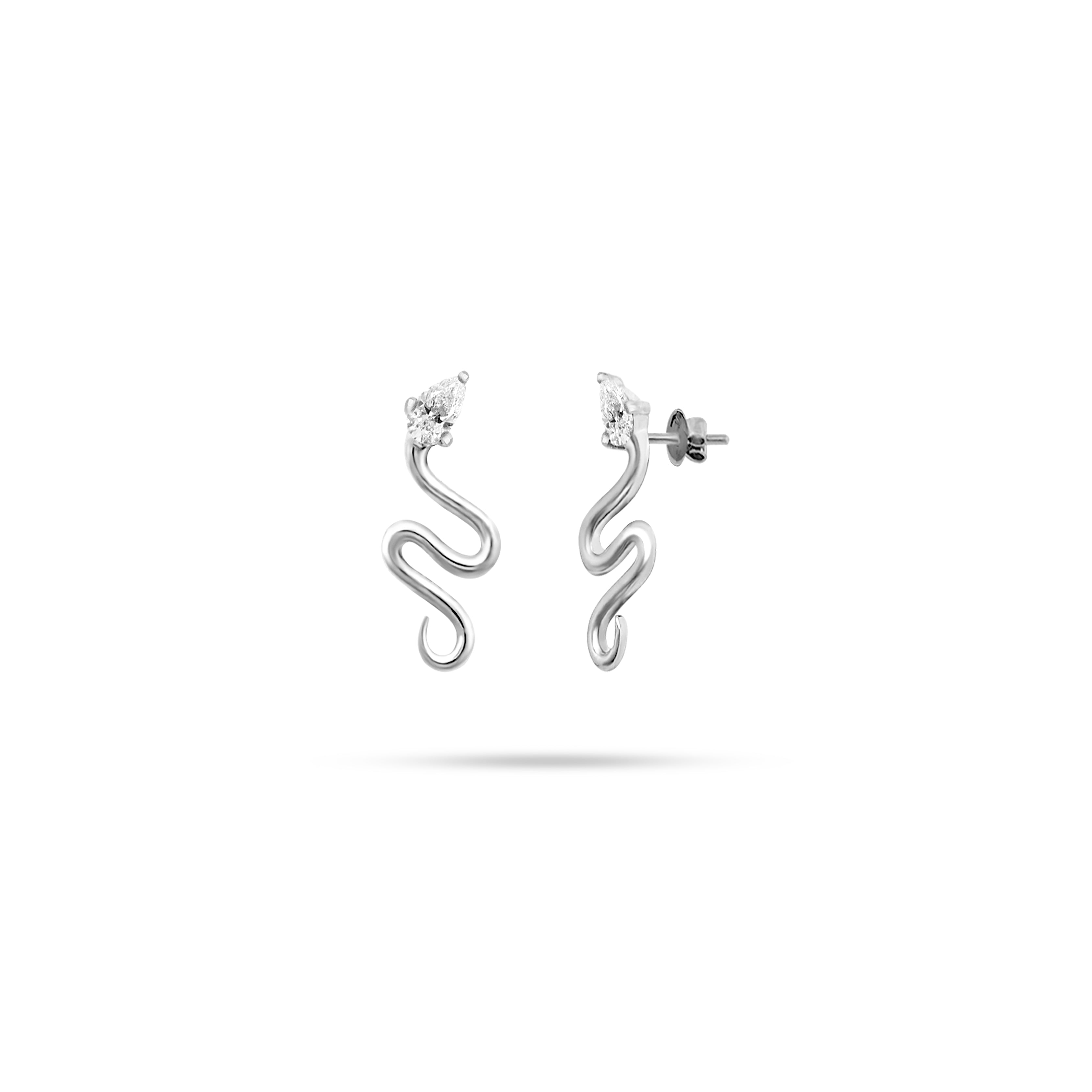 Snake Pear Diamond Earrings