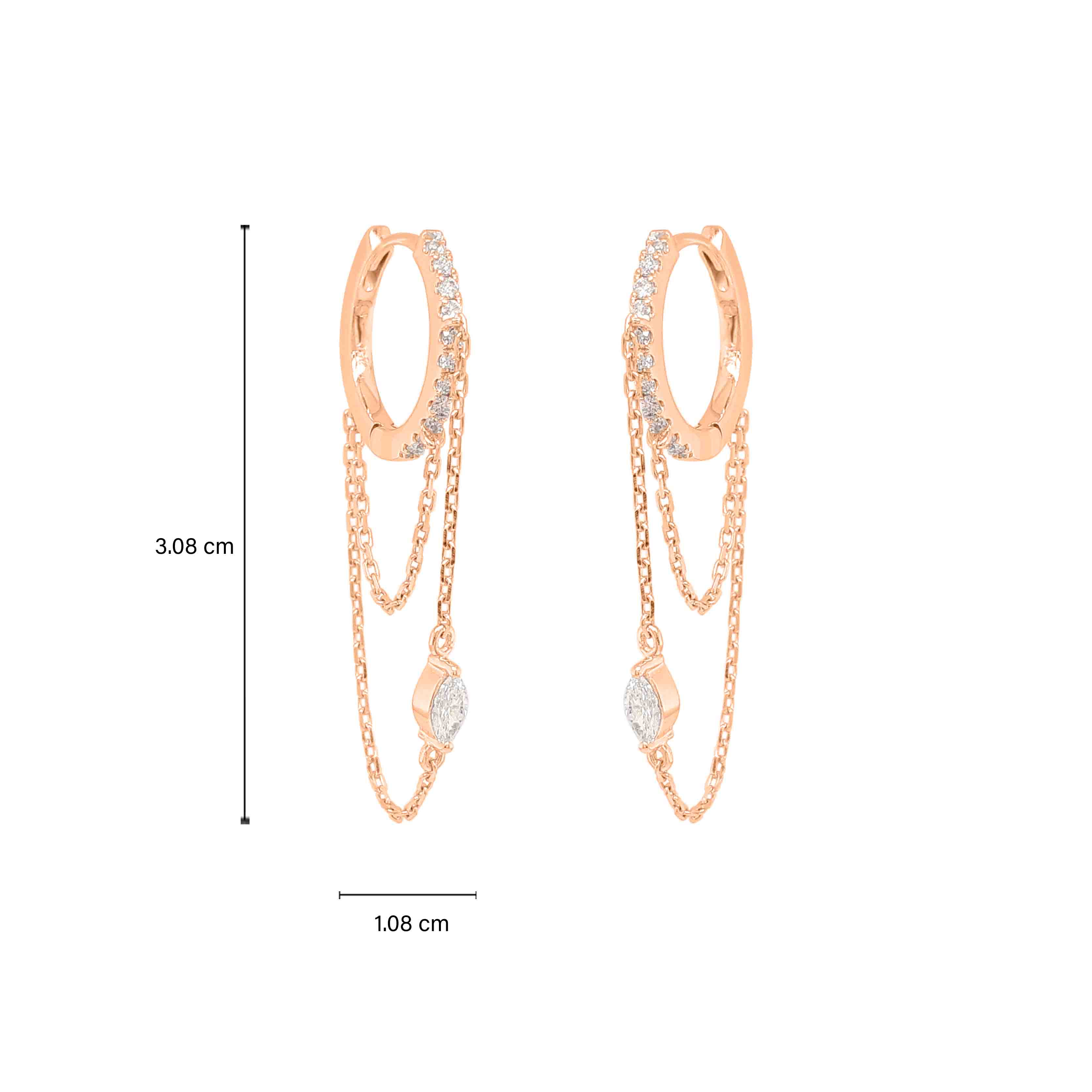 Marquise Diamond Chain Huggie Earrings