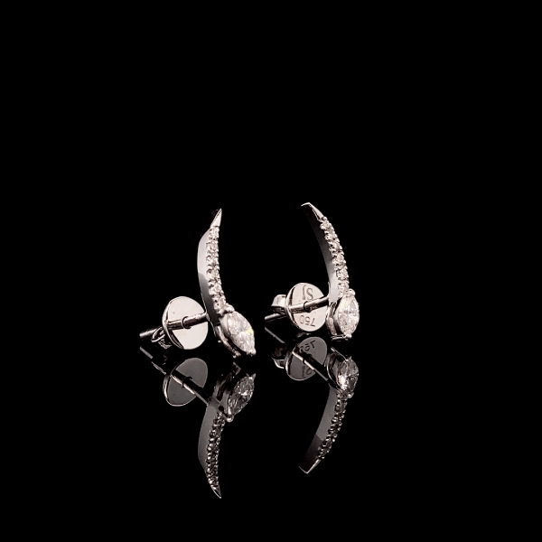 Solitaire Marquise Round Ear Climbers