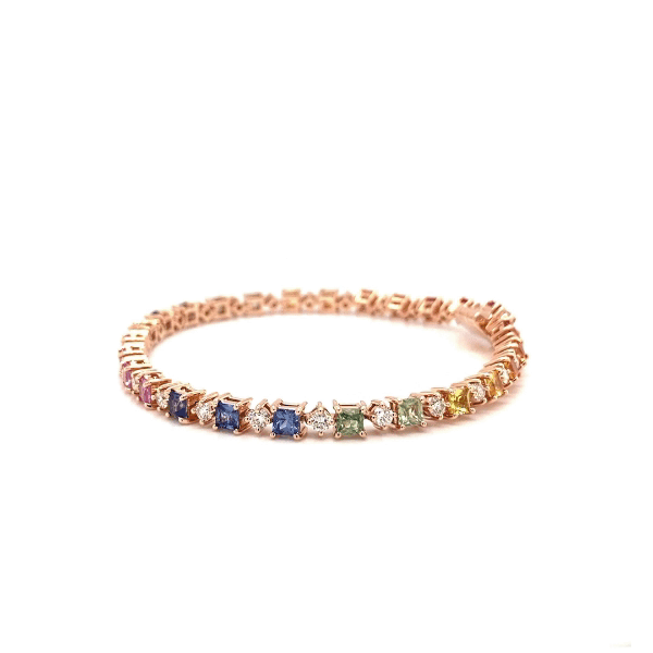 Rainbow Princess Sapphire Diamond Bracelet