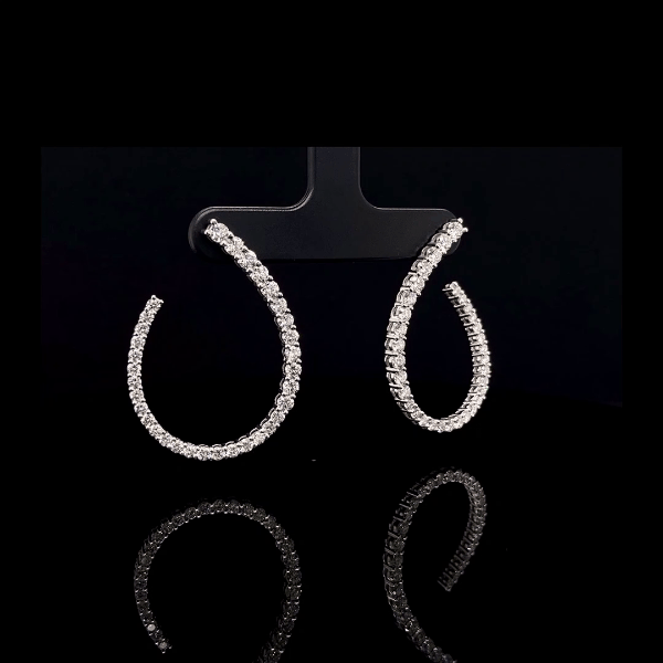 Arc Hoop Diamond Earrings