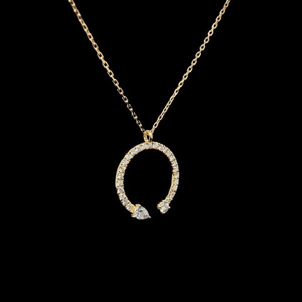 Arc Pear Round Diamond Pendant
