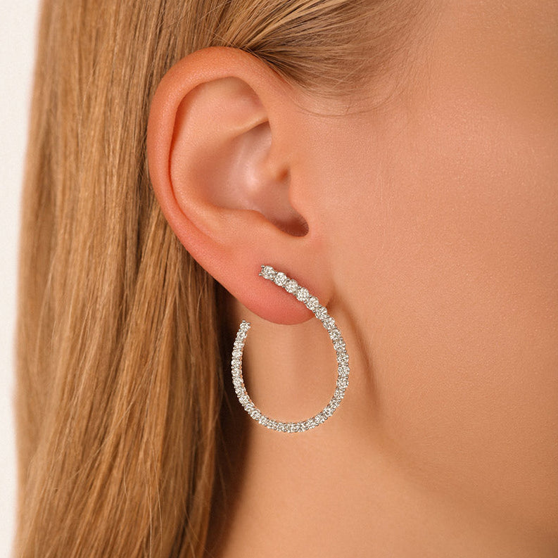 Arc Hoop Diamond Earrings