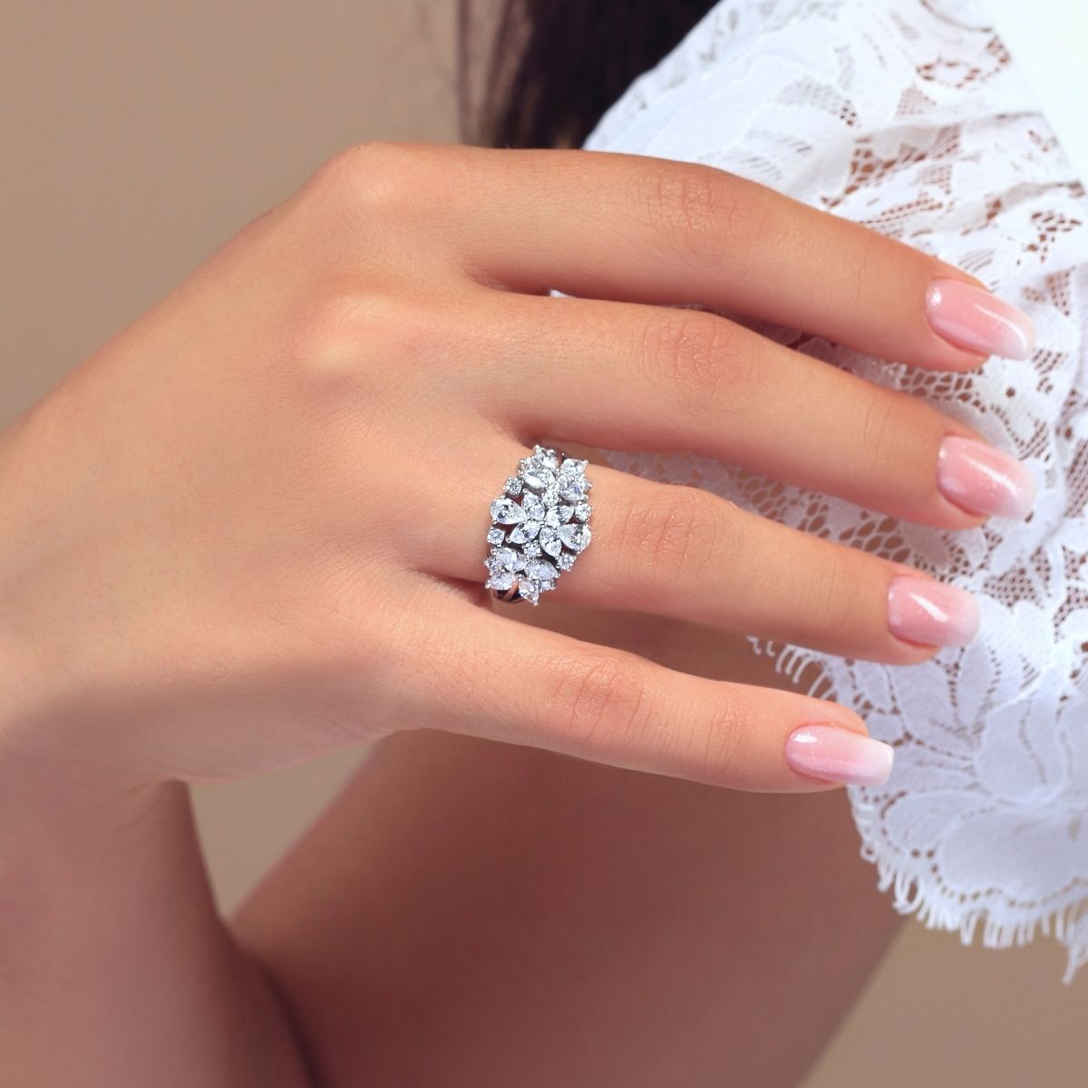 Diamond cluster deals dress rings