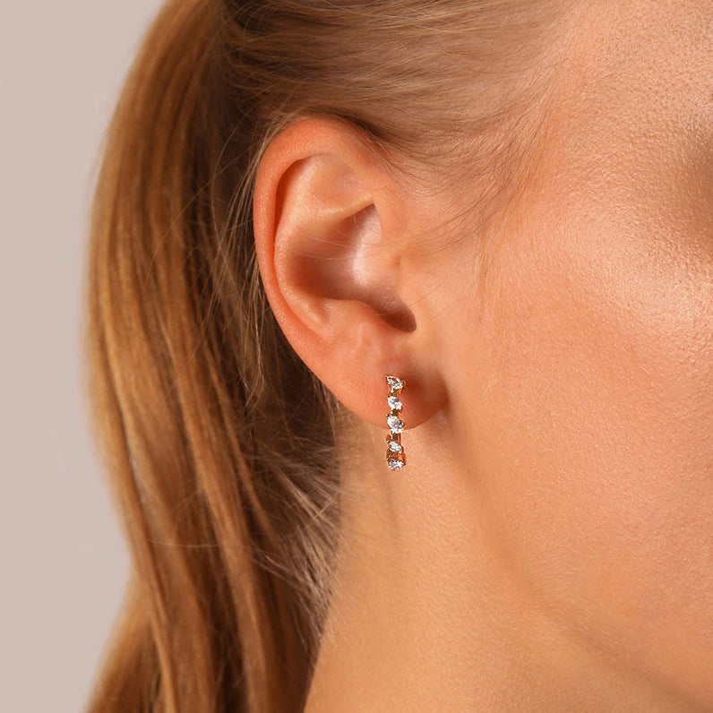 Messy Marquise and Pear Diamond Earrings
