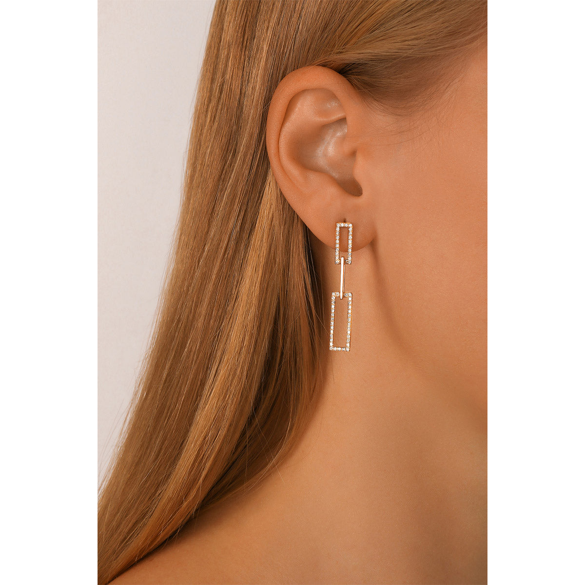 Double Link Drop Diamond Earrings