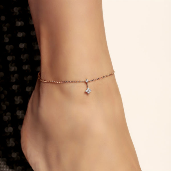 Dangling Round Diamond Anklet