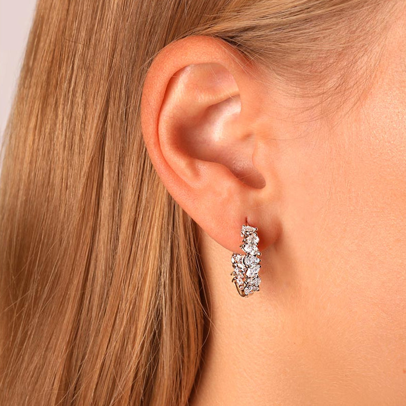 Messy Pear And Marquise Small Hoop Earrings