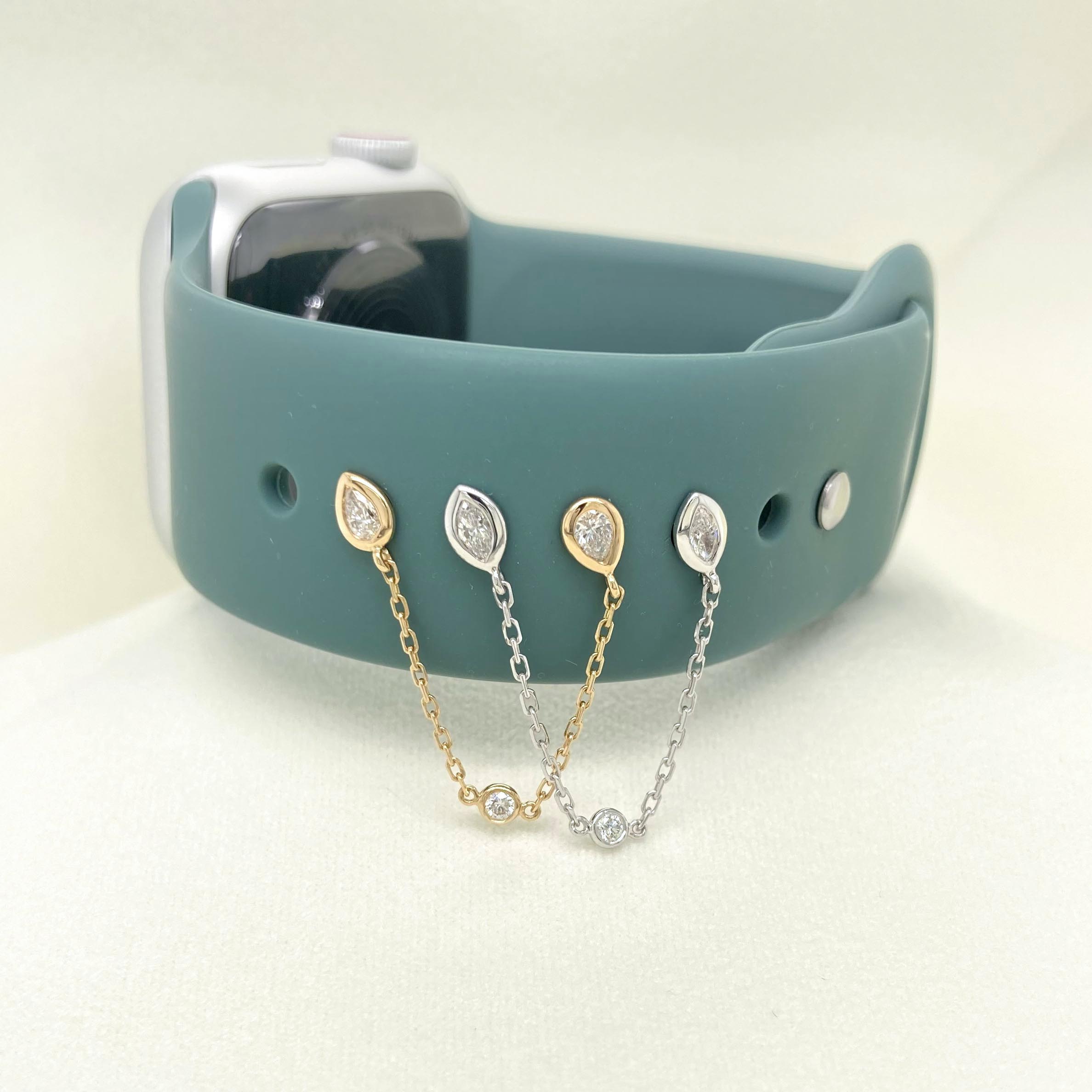 Dangling Marquise Round Diamond Apple Watch Charm
