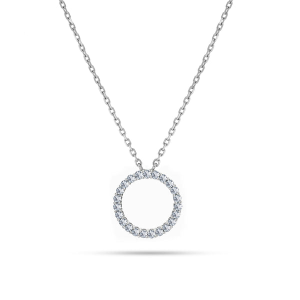 Diamond circle pendant necklace white gold sale