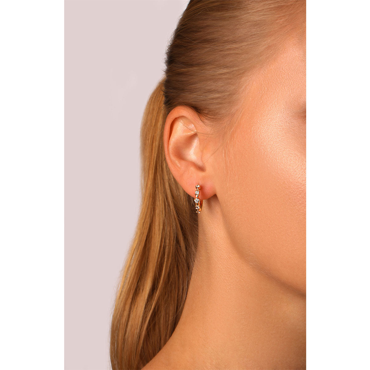 Link Round Diamond Earrings