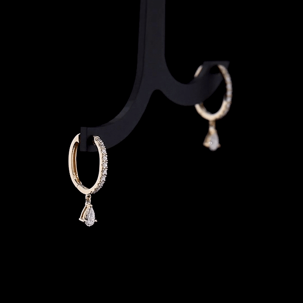 Round and Pear Huggie Diamond Earrings