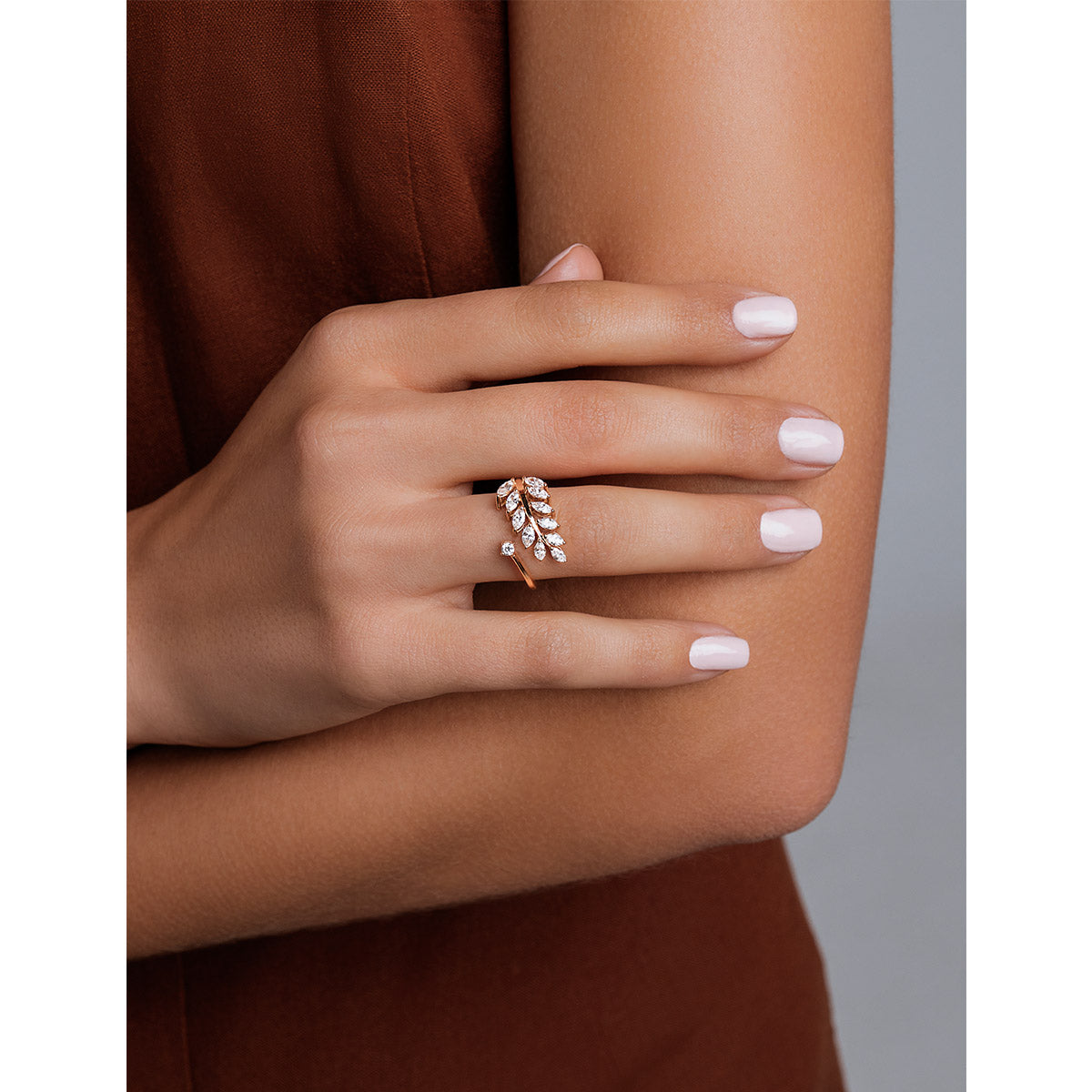 Leaf Climber Marquise Diamond Ring