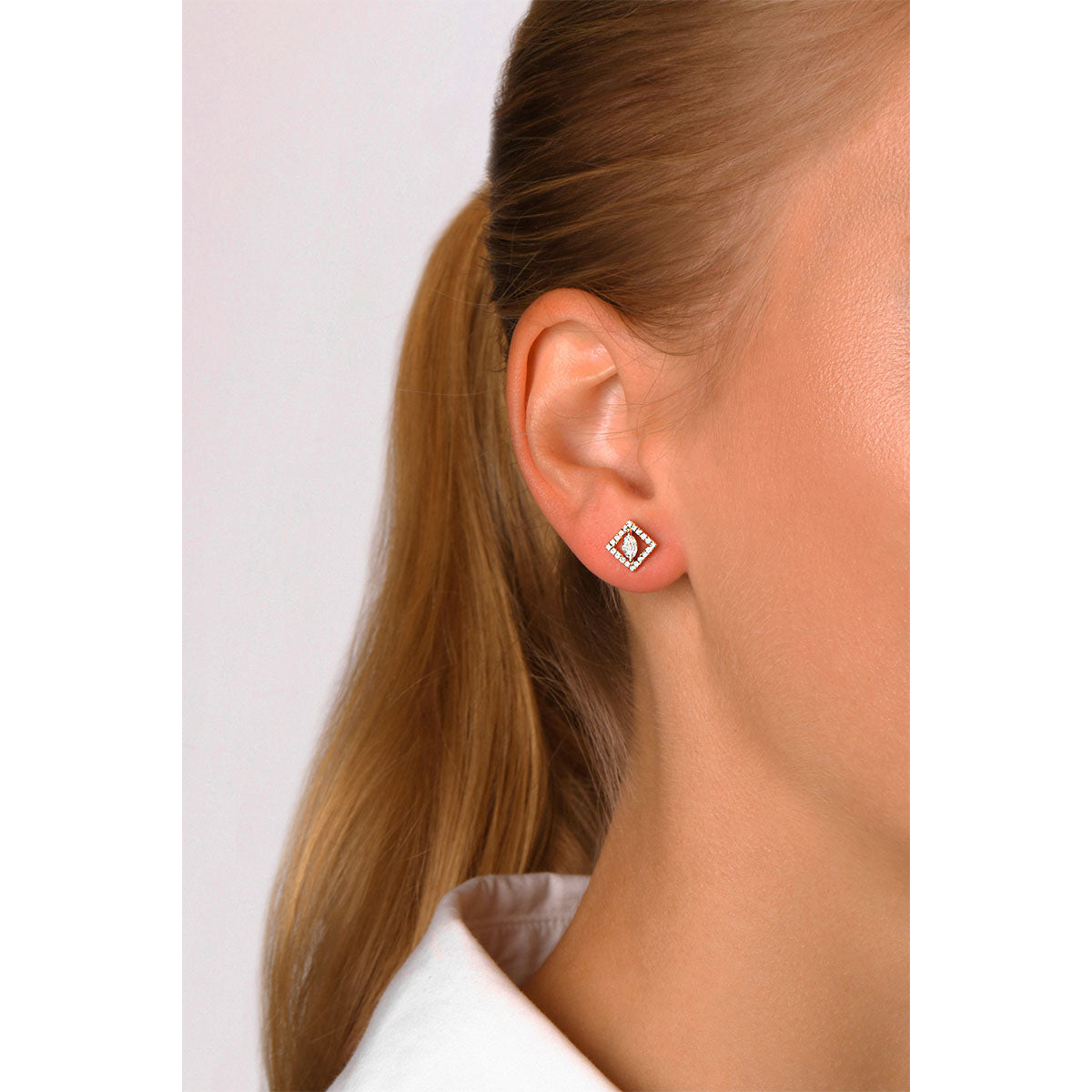 Marquise and Round Diamond Stud Earrings