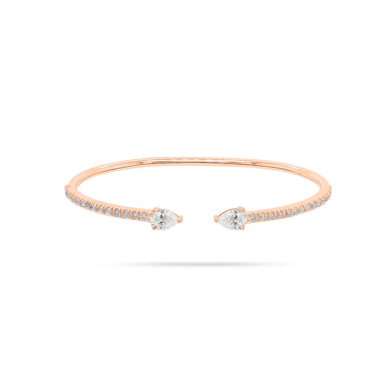 Pear and Round Diamond Open Bangle