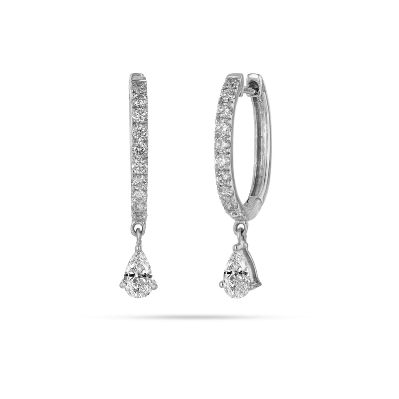 Round and Pear Huggie Diamond Earrings