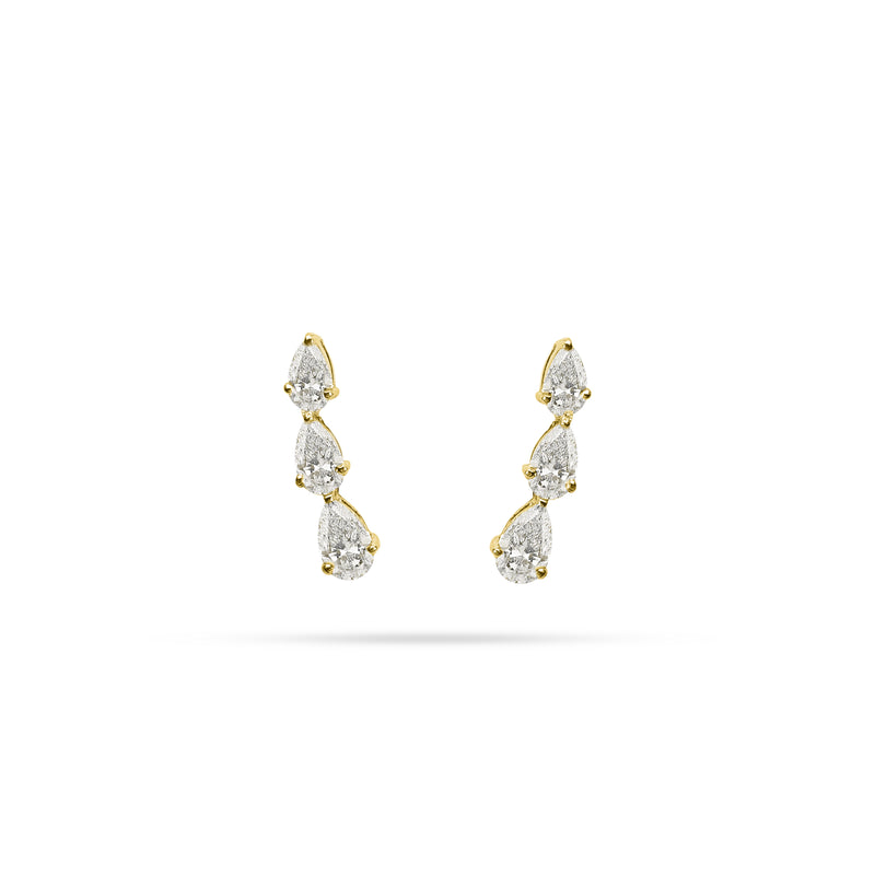 Arc Pear Diamond Stud Earrings