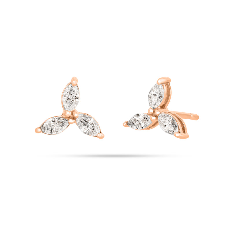 Trio Fan Diamond Stud Earrings