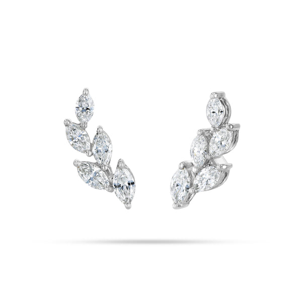 Leaf Climber Marquise Diamond Earrings