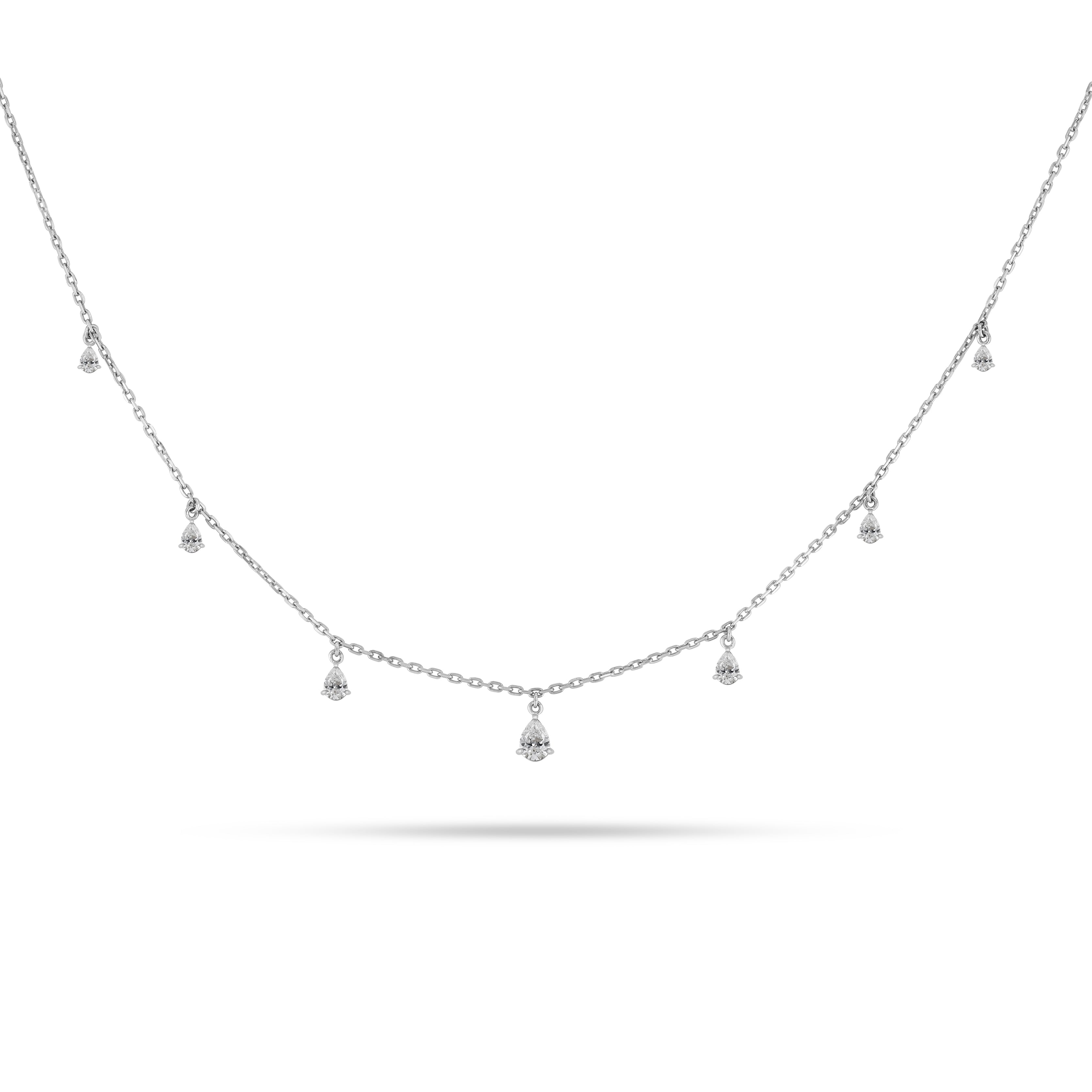 Dangling Pear Drops Diamond Choker