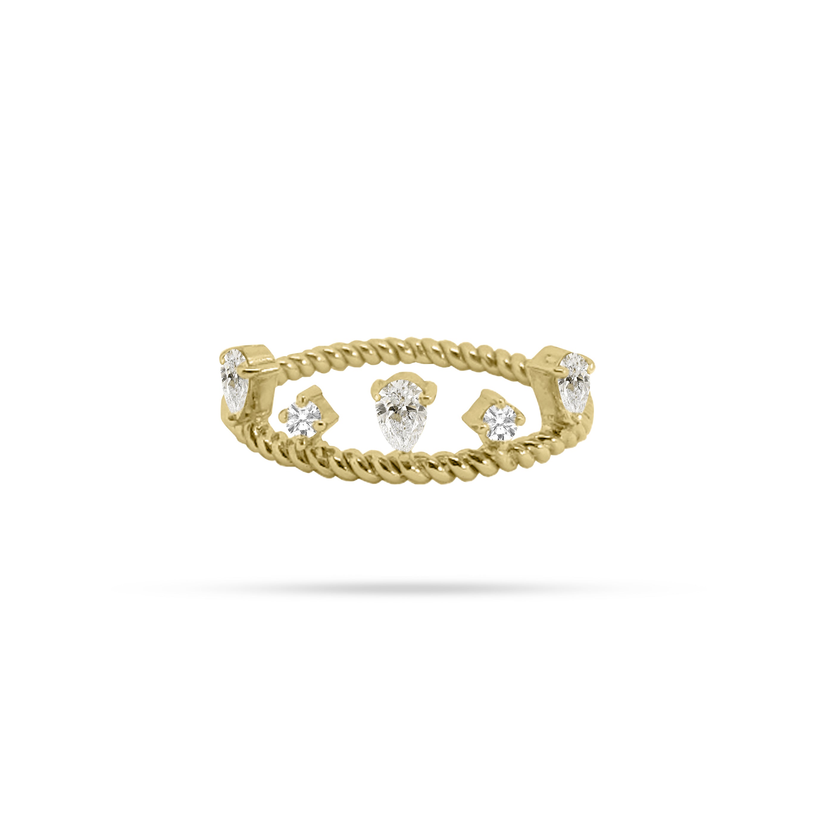 Dangling Rope Round and Pear Diamond Ring
