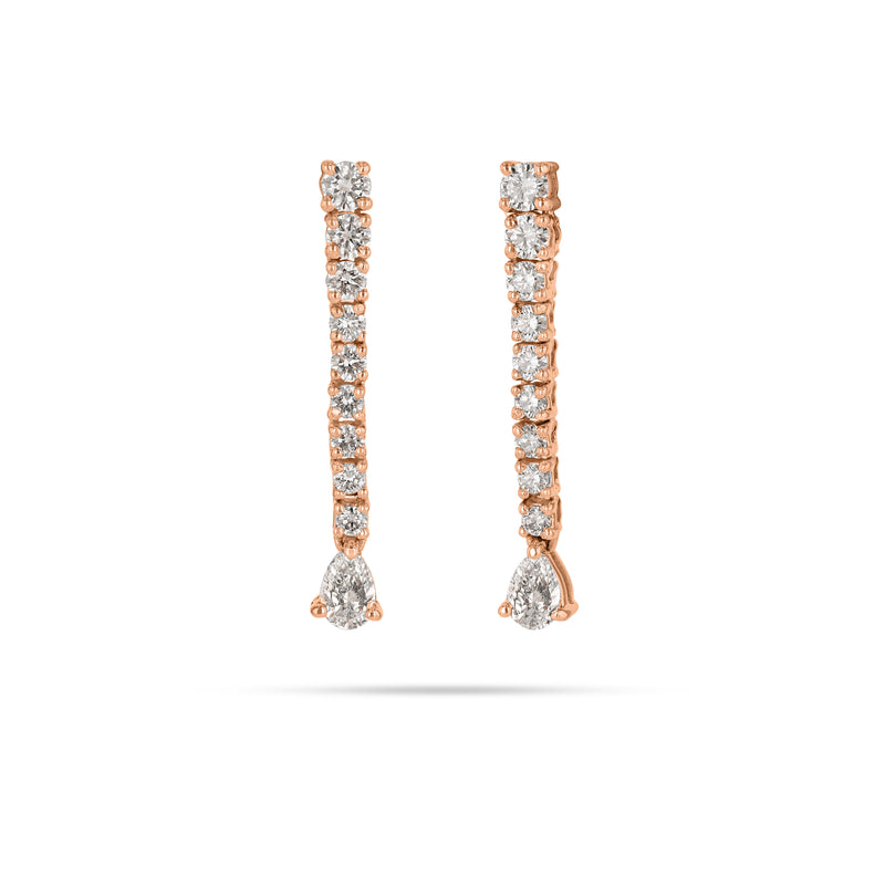 Drop Round & Pear Diamond Earrings