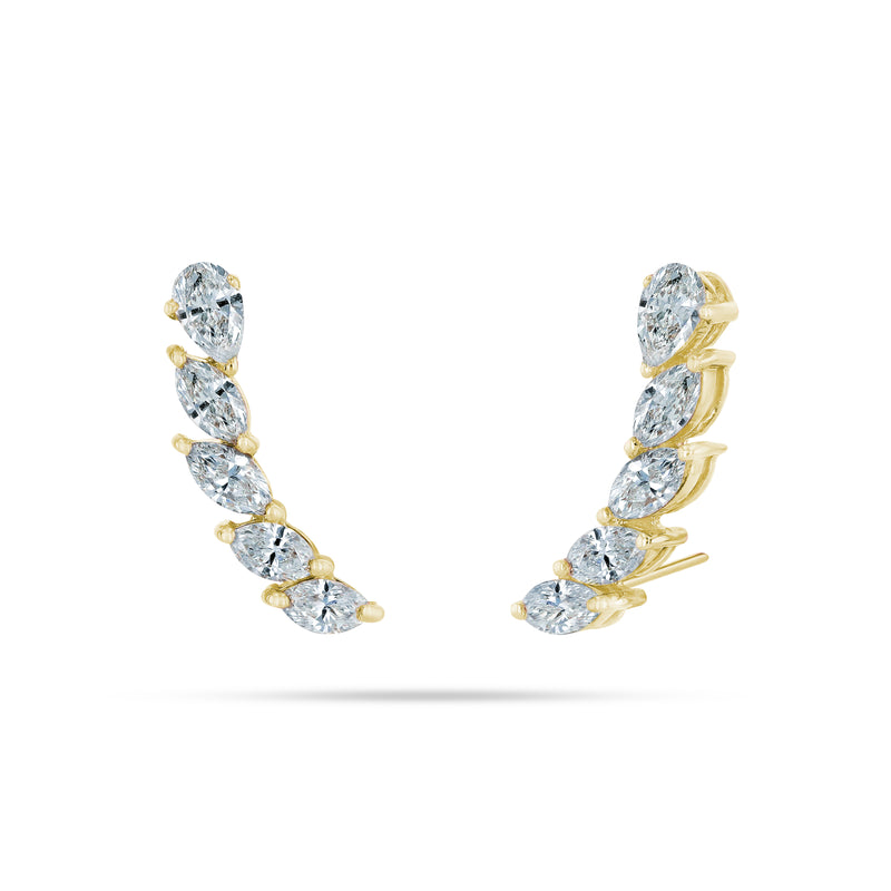 Arc Pear and Marquise Diamond Earrings