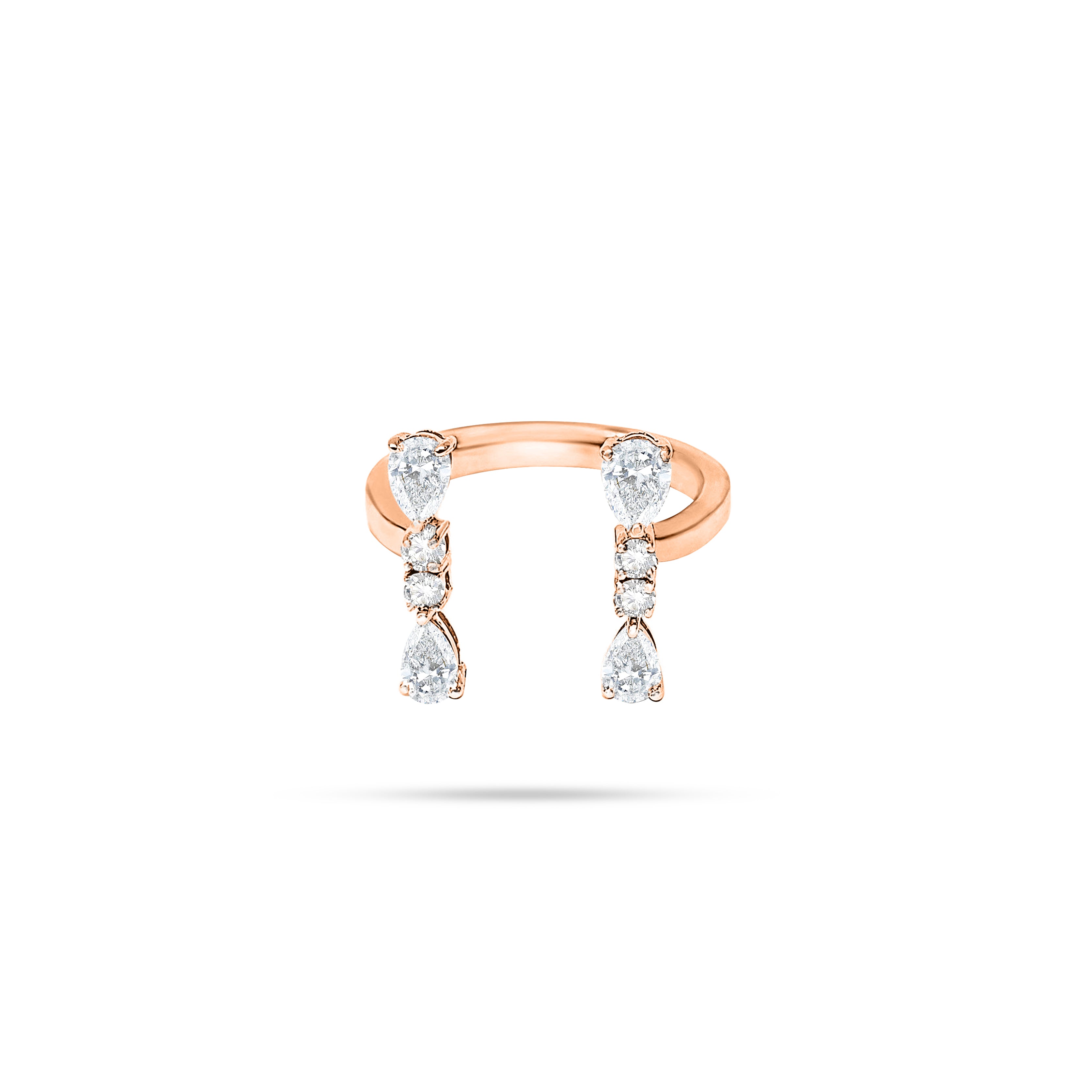 U Shaped' Pear and Round Diamond Ring