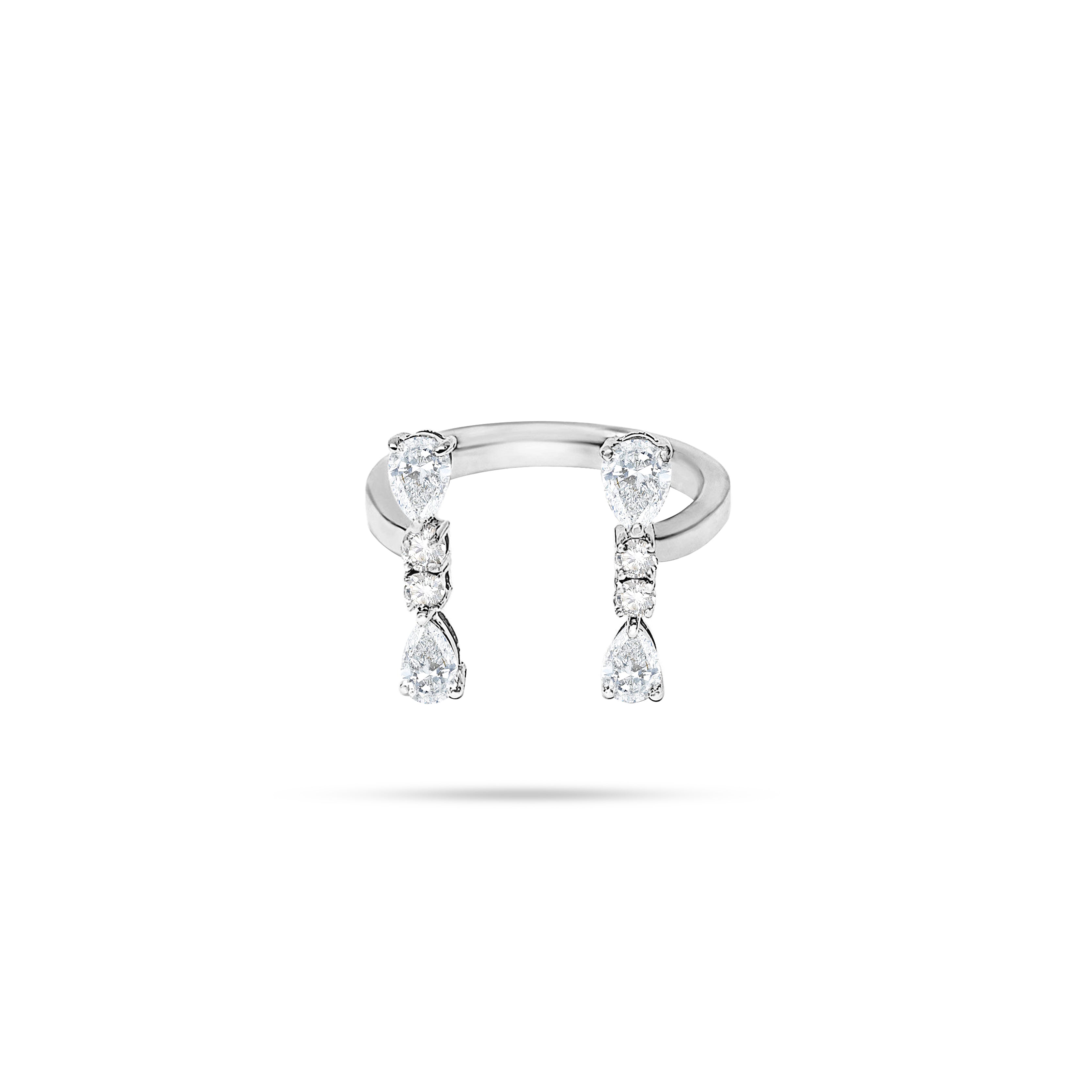 U Shaped' Pear and Round Diamond Ring