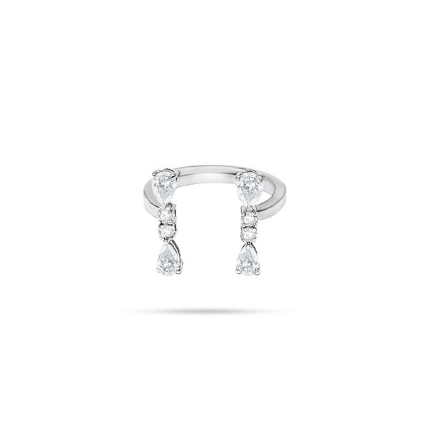 U Shaped' Pear and Round Diamond Ring