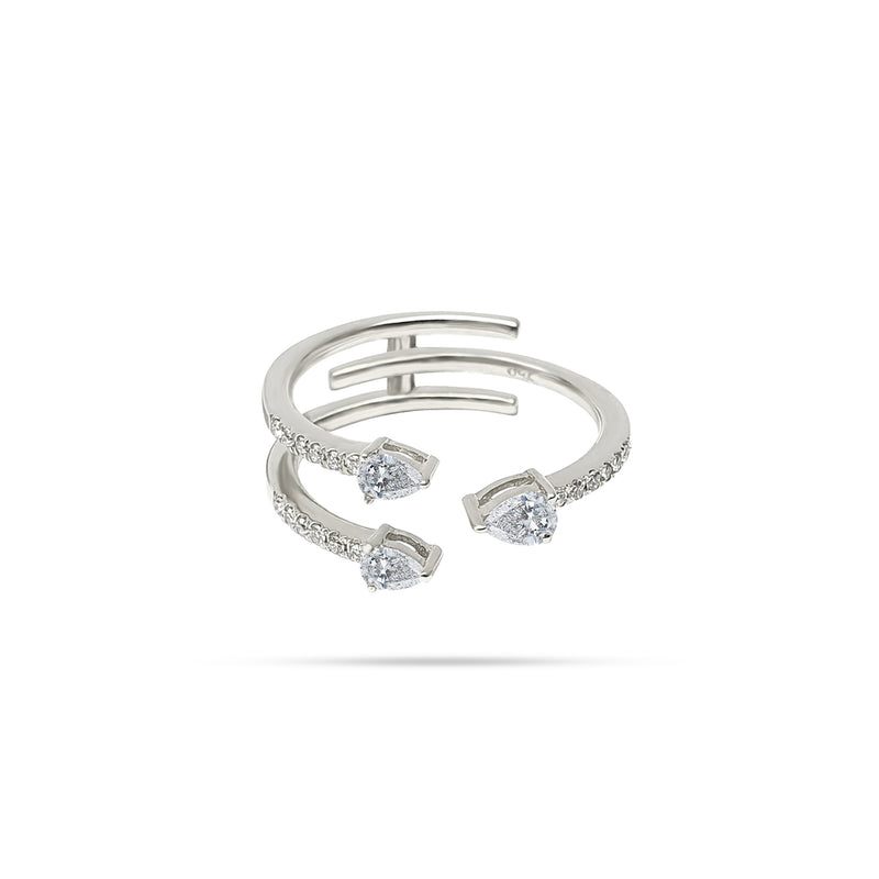 Spiral Pear Round Diamond Ring