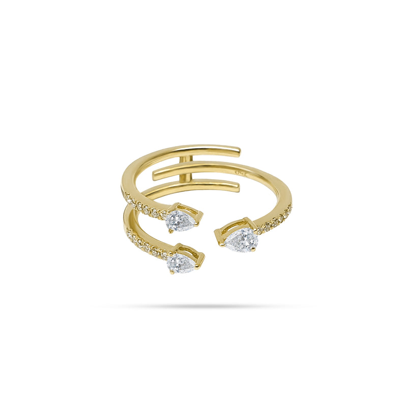 Spiral Pear Round Diamond Ring