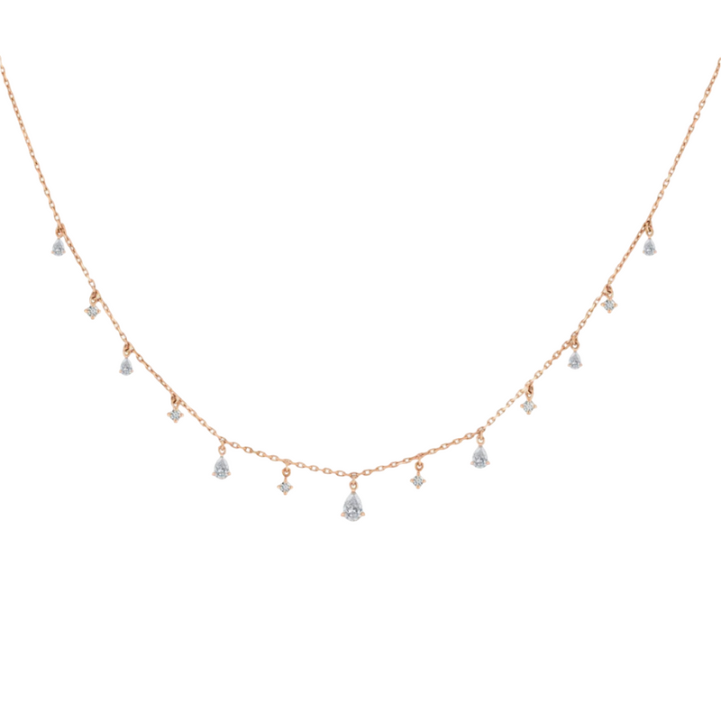 Graduating Mix Dangling Diamond Choker