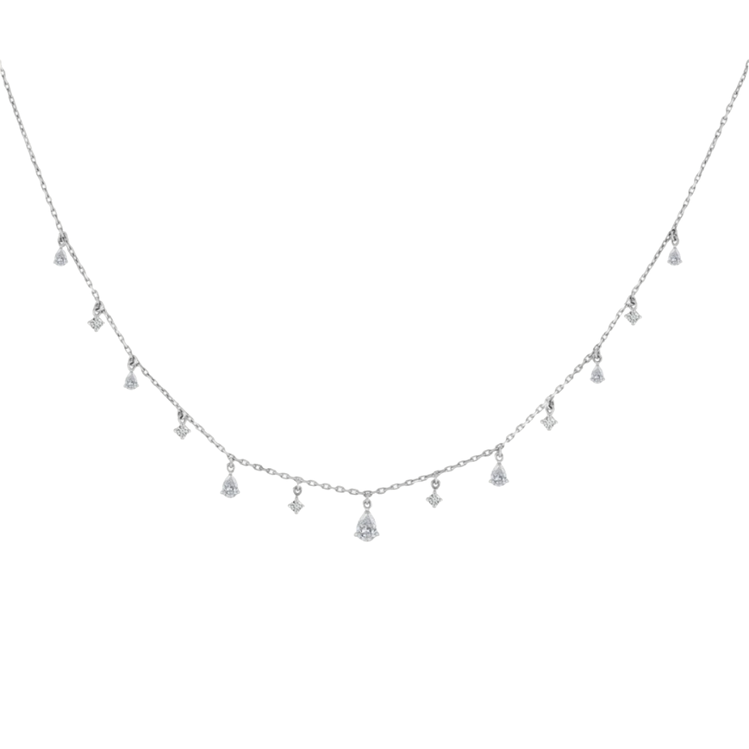 Graduating Mix Dangling Diamond Choker