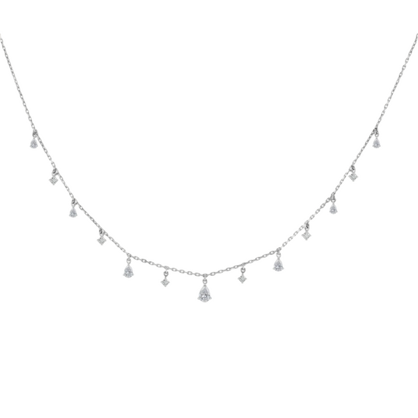 Graduating Mix Dangling Diamond Choker