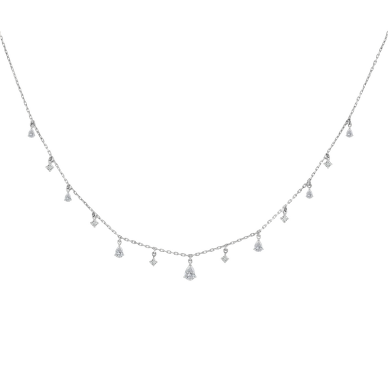 Graduating Mix Dangling Diamond Choker