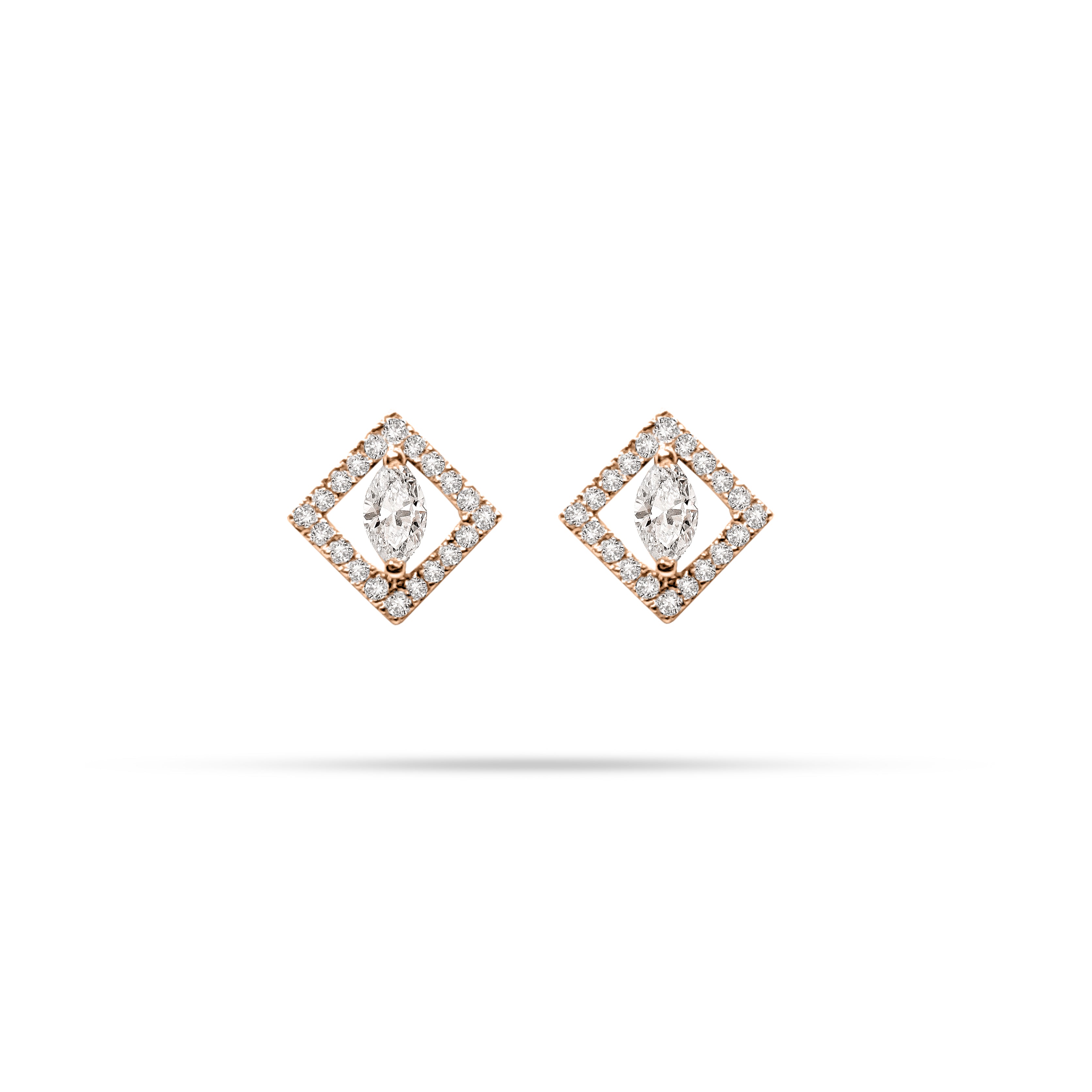 Marquise and Round Diamond Stud Earrings