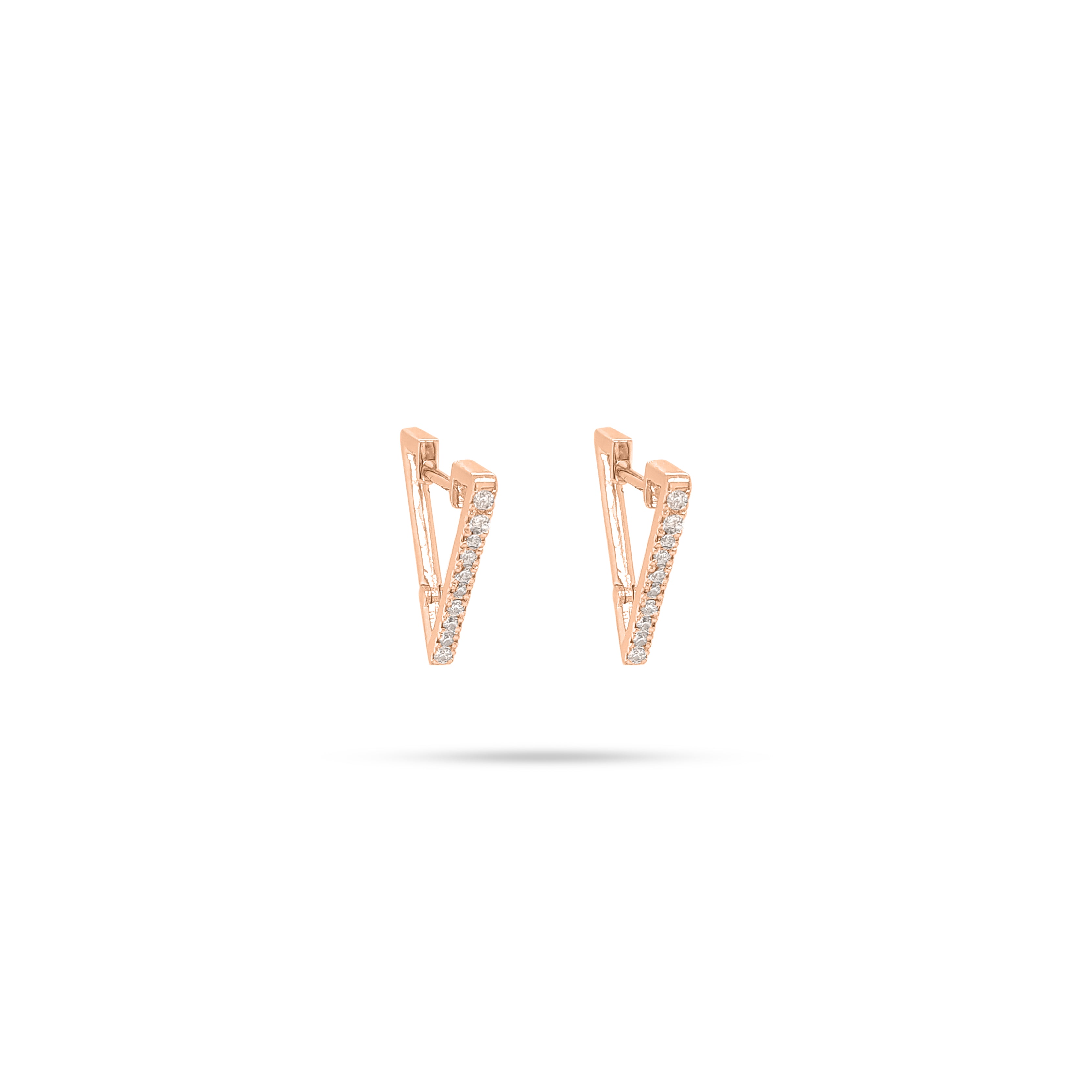 V Shaped Huggie Round Diamond Earrings