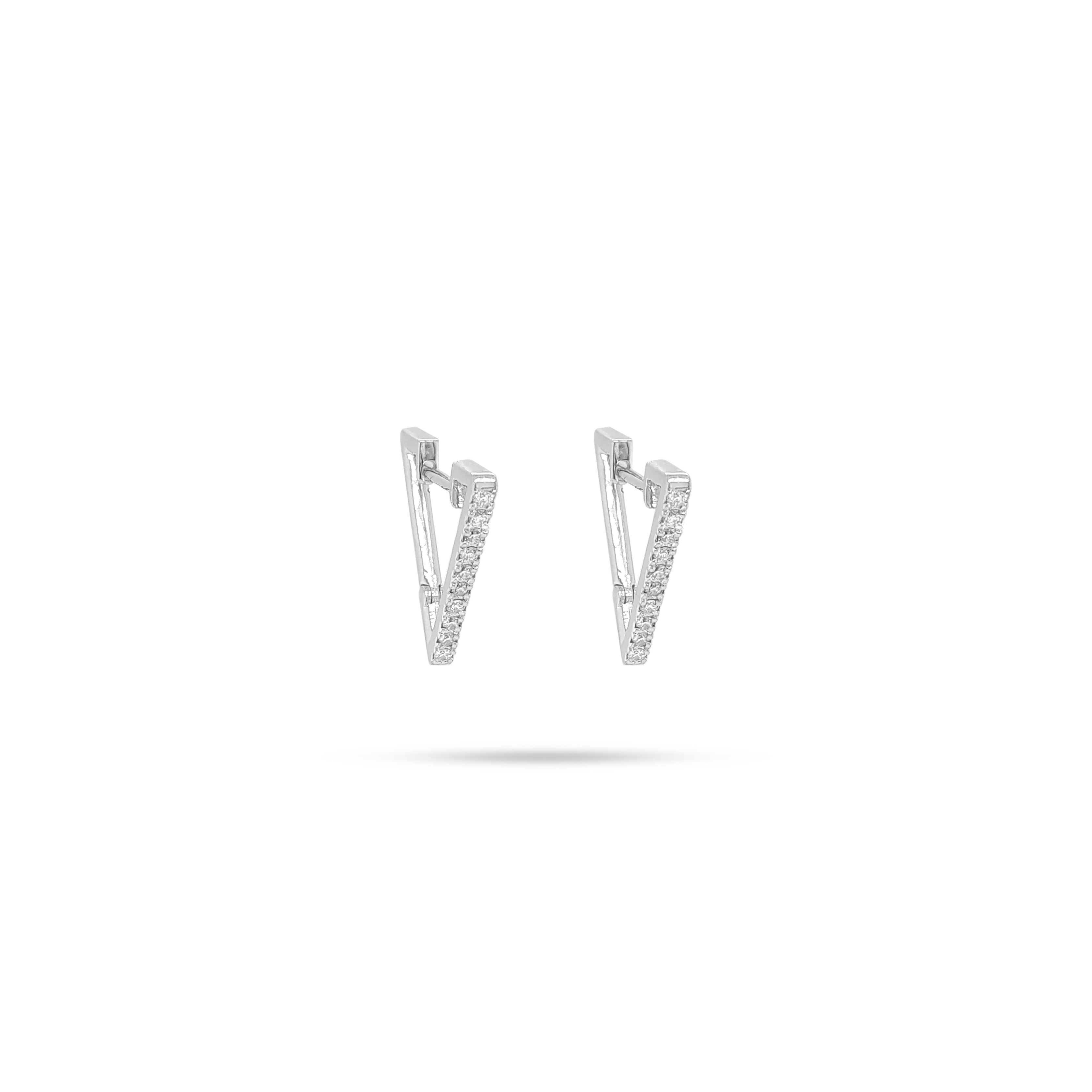 V Shaped Huggie Round Diamond Earrings