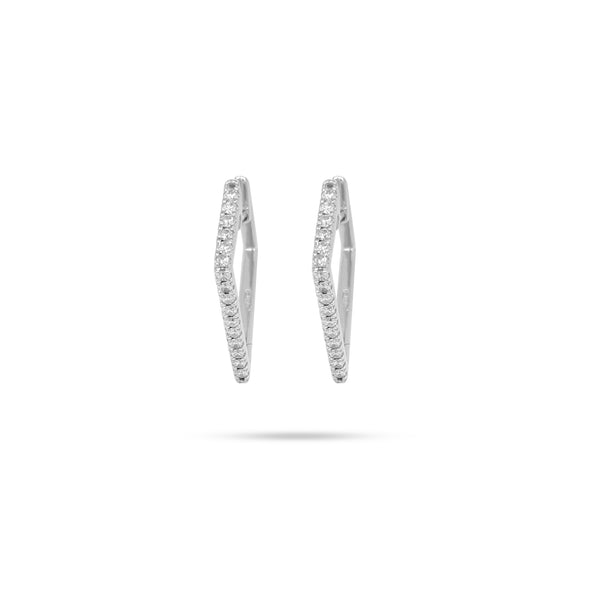 Triangle Huggie Round Diamond Earrings